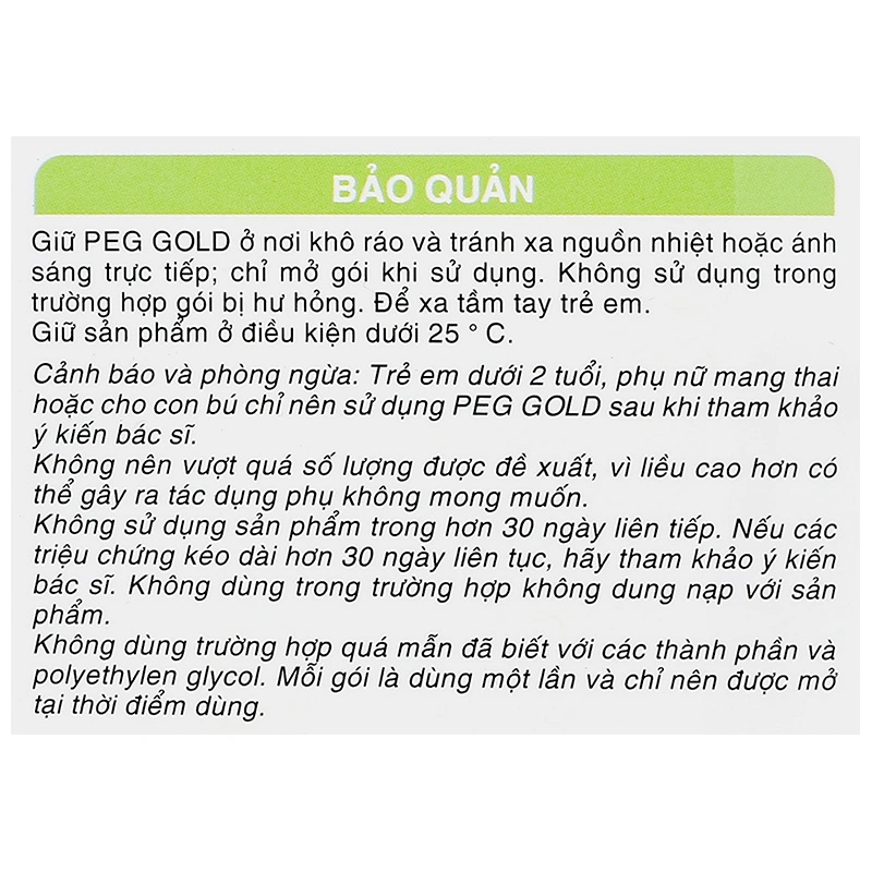 Bột bổ trợ nhuận tràng PEG Gold hộp 30 gói x 6.65g - 7